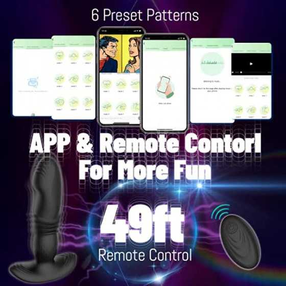 Thrusting Anal Vibrator Butt Plug with APP & Remote Control, Vibrating Anal Plug Prostate Massager with 9 Thrusting & Vibration 