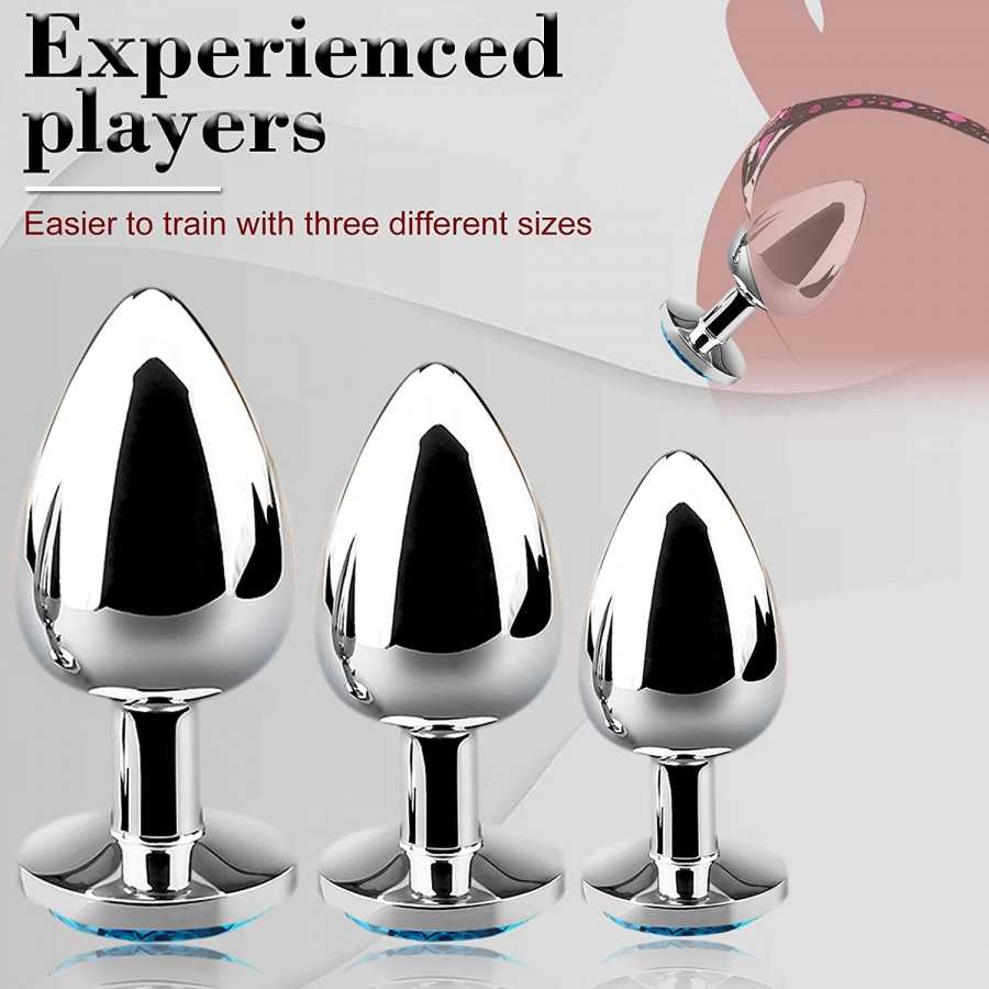 Stainless Steel Anal Plug Butt Toys Luxury Jewelry Design Fetish Anal Sex Trainer Expanding Butt Plugs S&M Adult Gay Woman Man S