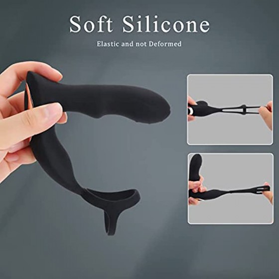 4 in 1 Anal Vibrator Prostate Massagers with 360° Rotating Anal Butt Plug Stimulator and Cock Rings, Remote Control 7 Rotating S