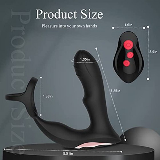 4 in 1 Anal Vibrator Prostate Massagers with 360° Rotating Anal Butt Plug Stimulator and Cock Rings, Remote Control 7 Rotating S