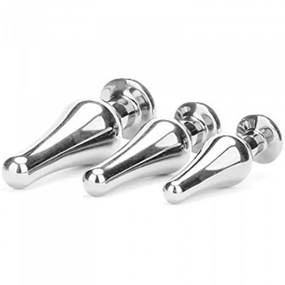 Anal Plug Anal Trainer Kit, Greatlevel Tapered Metal Jeweled Fetish Jewelry Butt Plug Anal Sex Toys Women Men Couples Lover (3PC