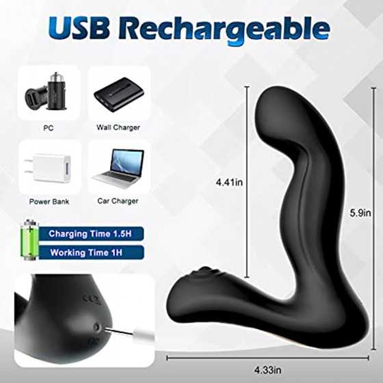 Prostate Massager Anal Vibrator Adult Sex Toys for Men Women with Remote Control & APP Anal Butt Plug Quiet Wiggling,Pulsating 9