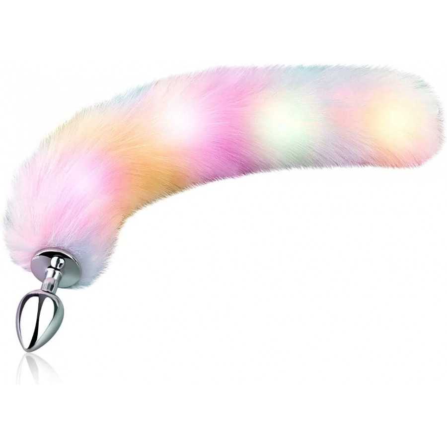 FST Sexy Fox Tail Anal Plug Sex Foreplay Glowing Adult Toys Fashion Role-Playing Alloy Anus Stopper Furry Pink Faux Fox Tail Cou