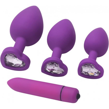 4 Pieces Waterproof Silicone Expanding Anal Plugs Toy Trainer Set Butt Plugs Toy for Men Women Anal Sex Toy for Beginner Adult, Purple