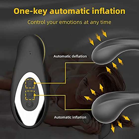 Automatic Inflatable Anal Vibrator with self-inflatable prostate massager, two-headed massage vibration and flapping, inflatable