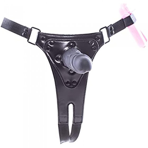 Lesbian Restraint Panties SM Silicone Dildo Strap-On Vibrating Dildos Sexy Leather Women Masturbation Panties Vaginal Plug Anal Plug Thrust Flirt Toy Black