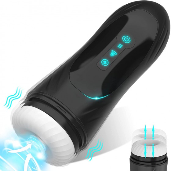 3 in 1 Automatic Male Masturbator, Masturbators Cup with 5 Thrusting & 4 Suction & 7 Vibration Modes Penis Pump, Sucking Pocket Pussy Male Stroker, Adult Sex Toys for Men (Male masturbator-White)