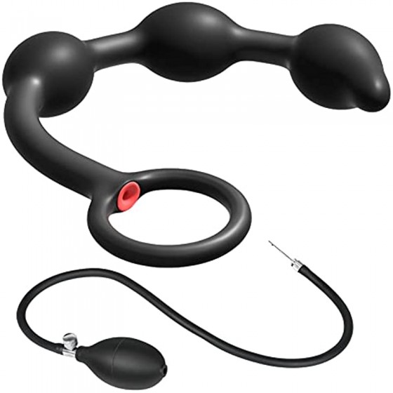 Expand Inflatable Anal Butt Plug Silicone Anal Beads with 3 Balls Detachable Needle Adjustable Size Adult Sex Toy for Gay Lesbian Couple Masturbation