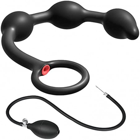 Expand Inflatable Anal Butt Plug Silicone Anal Beads with 3 Balls Detachable Needle Adjustable Size Adult Sex Toy for Gay Lesbian Couple Masturbation