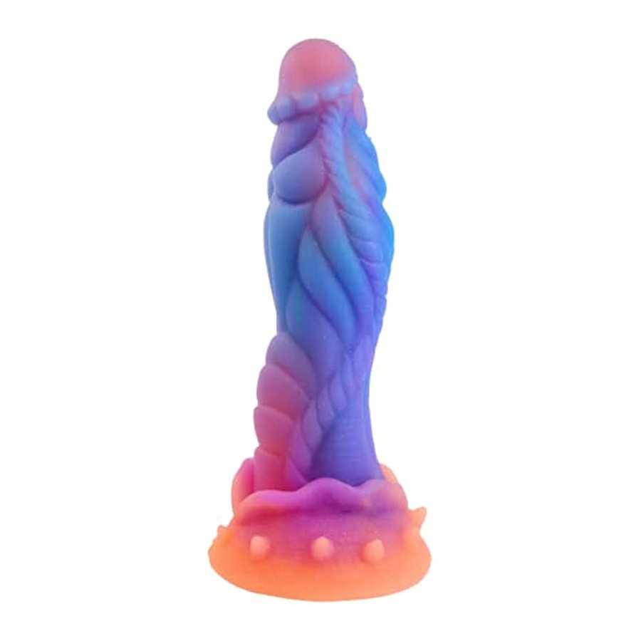 9.5 Inches Silicone Luminous Monster Dildo, Realistic Wide Dildo with Strong Suction Cup Anal Plug for Vaginal & Anal Hand-Free 