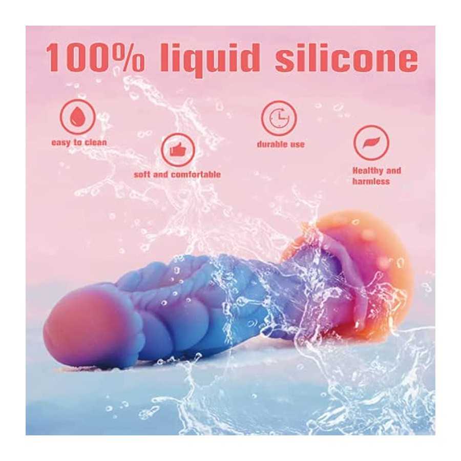 9.5 Inches Silicone Luminous Monster Dildo, Realistic Wide Dildo with Strong Suction Cup Anal Plug for Vaginal & Anal Hand-Free 