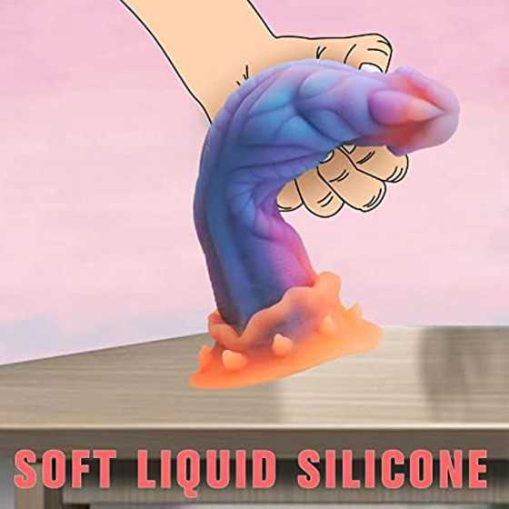 9.5 Inches Silicone Luminous Monster Dildo, Realistic Wide Dildo with Strong Suction Cup Anal Plug for Vaginal & Anal Hand-Free 