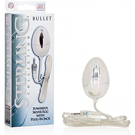  Sterling Collection - Wired Bullet Egg Vibrator - Sex Toys for Couples, Adult Vibe Massager - Silver