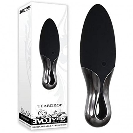 Evolved Love Is Back - Teardrop - Rechargeable with 7 Intense Speeds & Functions - Waterproof Discreet Compact Vibrator - Black