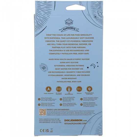 Doc Johnson Ritual - Euphoria - 10 Function Wand Vibrator - Silicone and Rechargeable - Discreet, Blue