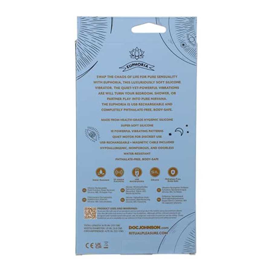 Doc Johnson Ritual - Euphoria - 10 Function Wand Vibrator - Silicone and Rechargeable - Discreet, Blue