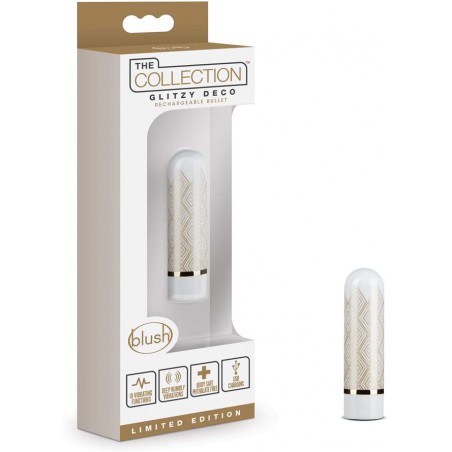 6k - Glitzy Deco Rechargeable 10 Function Designer Bullet Vibrator - Thoughtfully Designed Vibration Modes - Giftable Sex Toy