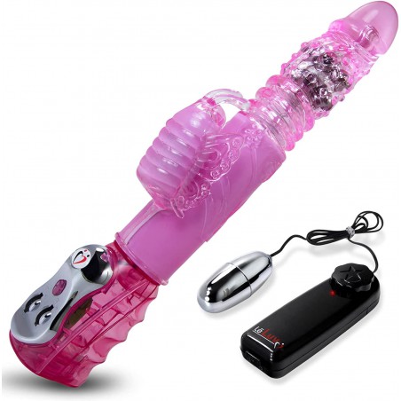  Rabbit Vibrator Automatic Thrust Bundle Blue with Mini Bullet