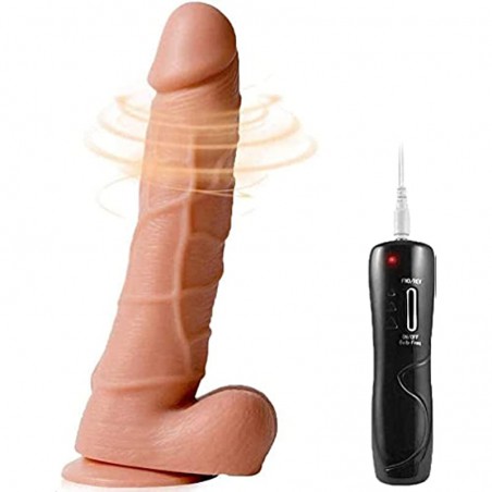 8" Thrusting Dildo Vibrator with Vibrating and Heating, Realistic Telescopic Penis for G-spot Stimulation, Wireless Automatic Vi