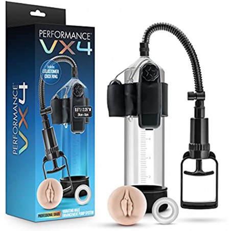 6k Performance VX4 - All Natural Male Enhancing Penis Enlargement and Vibrating Masturbation Pump - 2 Ultra Soft Pump Sleeves