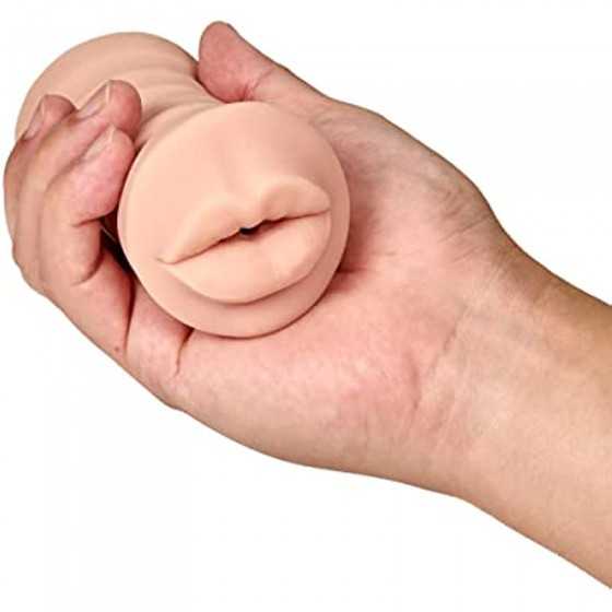 Blush M for Men Angie - Realistic Ribbed Open Ended Masturbator Stroker - One Speed Battery Powered Waterproof Bullet Vibrator -