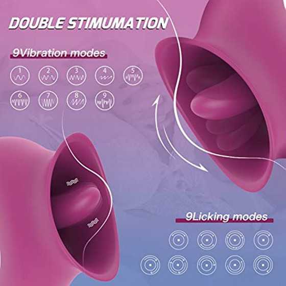 Adult Toys Rose Clitoral Vibrator, Tongue Licking Toy Vibrator with 9 Modes, Rechargeable & Waterproof Adult Sex Toys for Women 