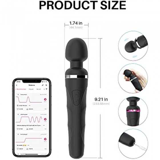 LOVENSE Domi 2 Wand Massager for Women/Men, Classic Vibrator Wand, Powerful & Quiet Stimulator with Dual Rotating Head, Bluetoot
