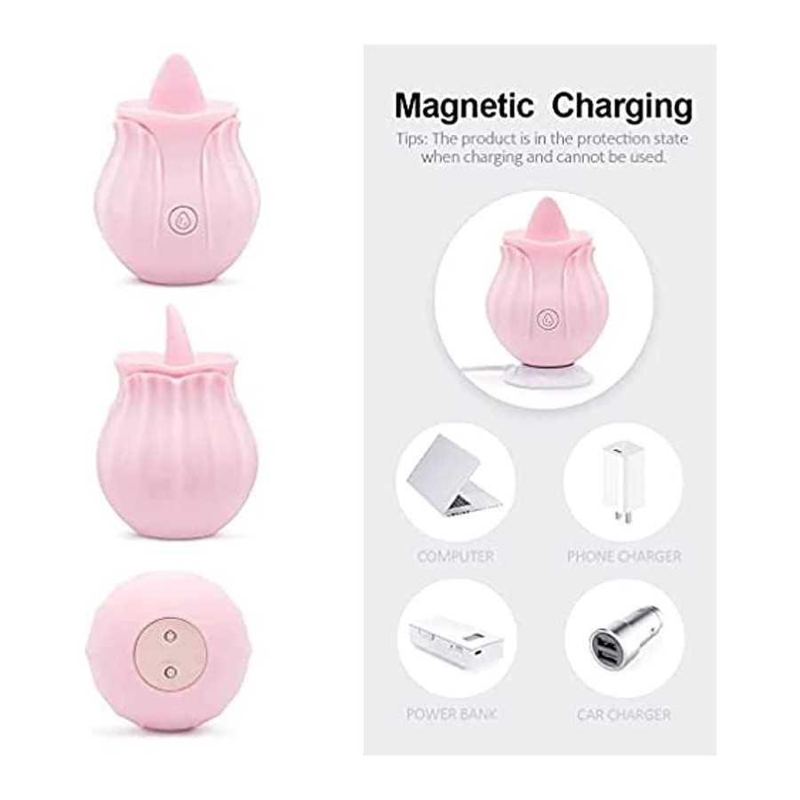 202 Women Rose Tongue & Lick 10 Modes Toys Vibrant Rose The Rose Toy for Women Couples Vibrator Toy for Women (02-Pink)