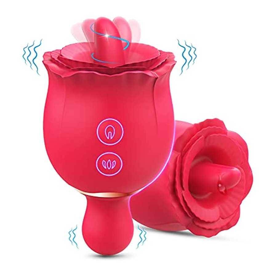 Double-Ended Rose Sex Stimulator for Women - SDYJFZ Lore, Rose Sex Toy with Imitate Real Tongue Licking, Rose Toys/Woman Sex wit