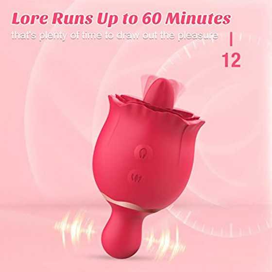 Double-Ended Rose Sex Stimulator for Women - SDYJFZ Lore, Rose Sex Toy with Imitate Real Tongue Licking, Rose Toys/Woman Sex wit