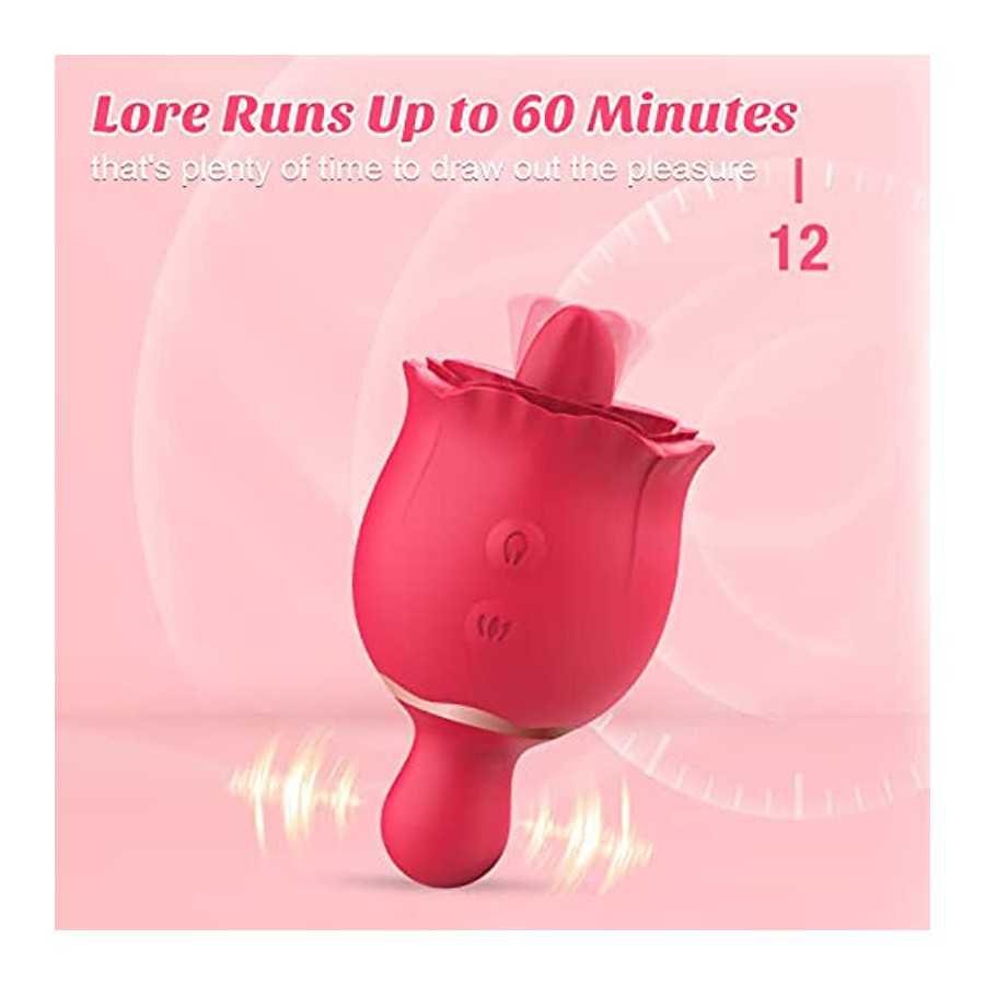 Double-Ended Rose Sex Stimulator for Women - SDYJFZ Lore, Rose Sex Toy with Imitate Real Tongue Licking, Rose Toys/Woman Sex wit