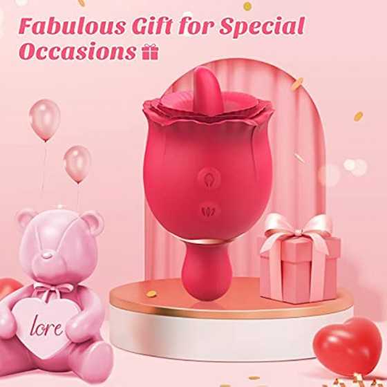Double-Ended Rose Sex Stimulator for Women - SDYJFZ Lore, Rose Sex Toy with Imitate Real Tongue Licking, Rose Toys/Woman Sex wit