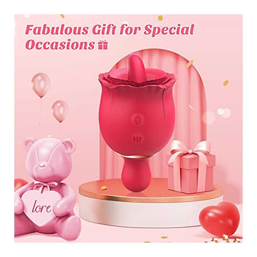 Double-Ended Rose Sex Stimulator for Women - SDYJFZ Lore, Rose Sex Toy with Imitate Real Tongue Licking, Rose Toys/Woman Sex wit