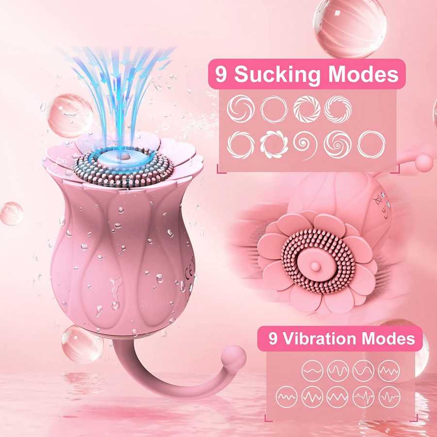 Rose Sex Toy - Adult Sex Toys for Women Vibrators, Rose Sex Stimulator for Women Sucking Nipple Clit Sucker with 10 Tapping & Su