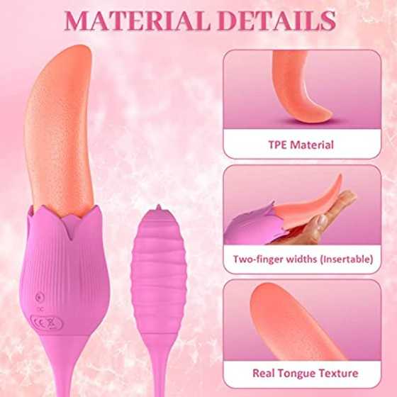 Clitoral Vibrator, Tongue Licking Sex Toy, Realistic high Simulation Tongue Blowjob Toys,2 in 1 Upgrade Sex Stimulator for Women