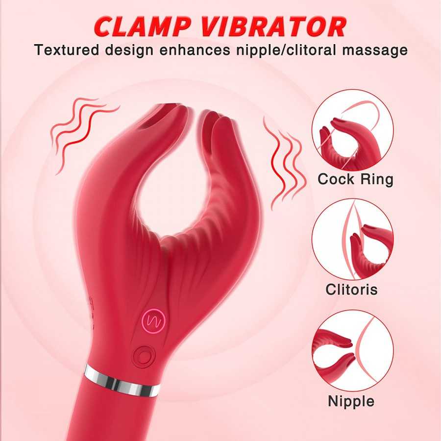 G spot Clitoral Dildo Vibrator, Acvioo Clit Clamp Rose Toy Rabbit Vibrator Clitoris Nipple Penis Massager Stimulator with 7 Stro