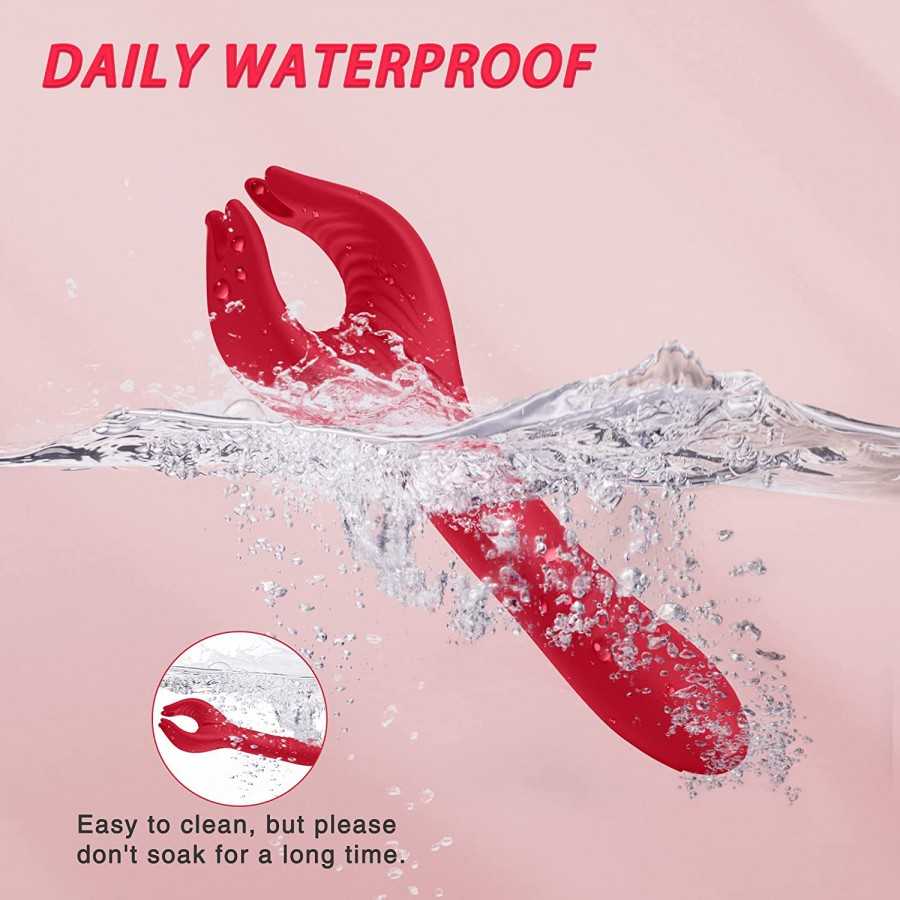 G spot Clitoral Dildo Vibrator, Acvioo Clit Clamp Rose Toy Rabbit Vibrator Clitoris Nipple Penis Massager Stimulator with 7 Stro