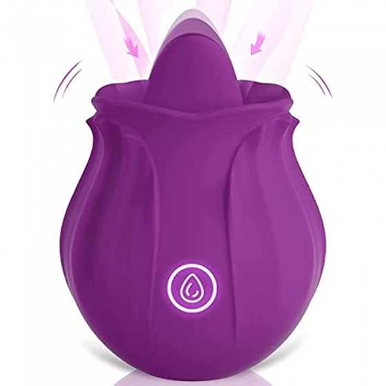 20 Women Rose Tongue & Lick 10 Modes Toys Vibrant Rose The Rose Toy for Women Couples Vibrator Toy for Women (02-Purple)