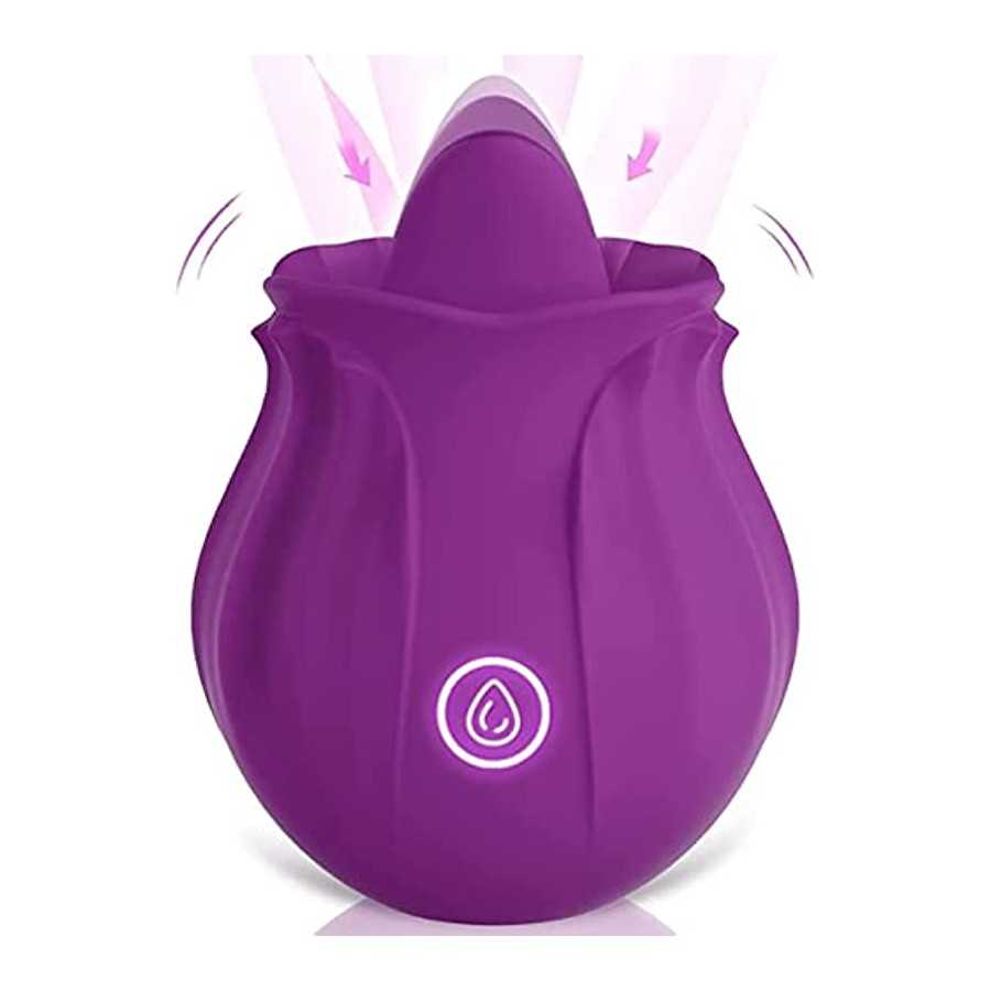 20 Women Rose Tongue & Lick 10 Modes Toys Vibrant Rose The Rose Toy for Women Couples Vibrator Toy for Women (02-Purple)