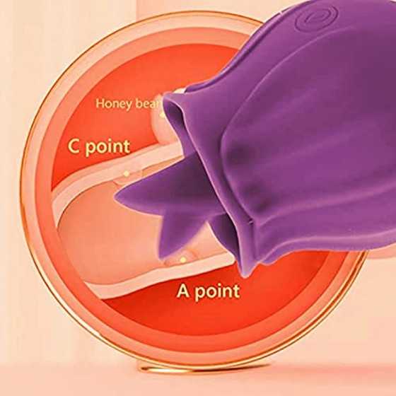 20 Women Rose Tongue & Lick 10 Modes Toys Vibrant Rose The Rose Toy for Women Couples Vibrator Toy for Women (02-Purple)