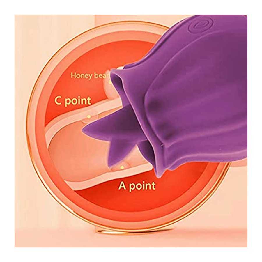 20 Women Rose Tongue & Lick 10 Modes Toys Vibrant Rose The Rose Toy for Women Couples Vibrator Toy for Women (02-Purple)