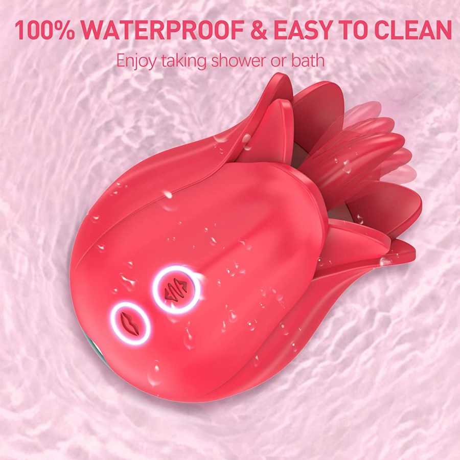 Rose Toy Vibrator for Women,Roses Shape Clitoralis Tongue Lick Rechargeable Waterproof Adult Sex Toys for Women Couples Vibrator