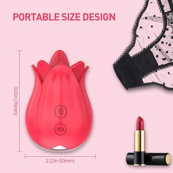 Rose Toy Vibrator for Women,Roses Shape Clitoralis Tongue Lick Rechargeable Waterproof Adult Sex Toys for Women Couples Vibrator