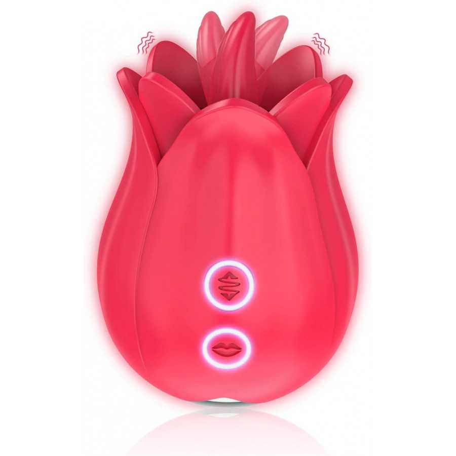 Rose Toy Vibrator for Women,Roses Shape Clitoralis Tongue Lick Rechargeable Waterproof Adult Sex Toys for Women Couples Vibrator