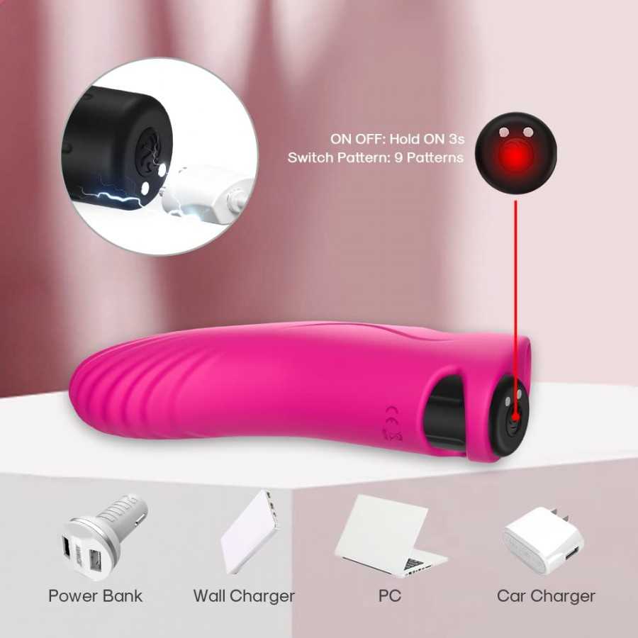 Finger Silicone Vibrator, Stimulate Women Clitoris Nipples and Anal, Magnetic USB Rechargeable Detachable Bullet Vibrator, Adult