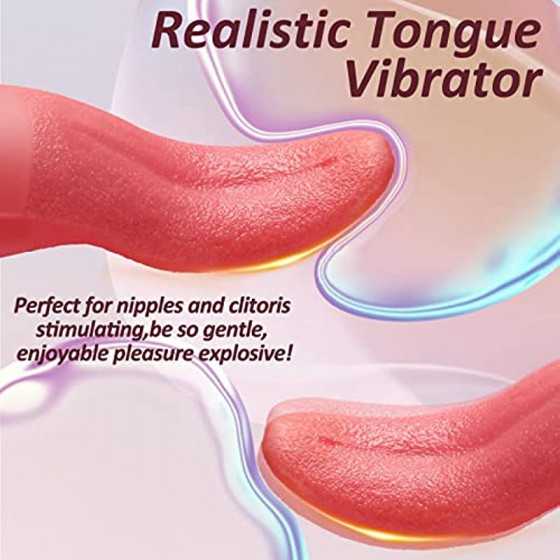 Clitoral Tongue Licking Vibrator,Realistic Vibrators with 10 Vibration Modes,Vaginal Nipples Clitoral Stimulator Rechargeable & 