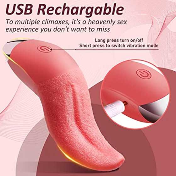 Clitoral Tongue Licking Vibrator,Realistic Vibrators with 10 Vibration Modes,Vaginal Nipples Clitoral Stimulator Rechargeable & 