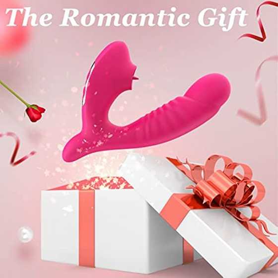 G Spot Clit Vibrator 5 Tongue Licking & 10 Vibrating Massager Modes, Rechargeable Female Sex Toys Thrusting Vibrator Dildo Clito