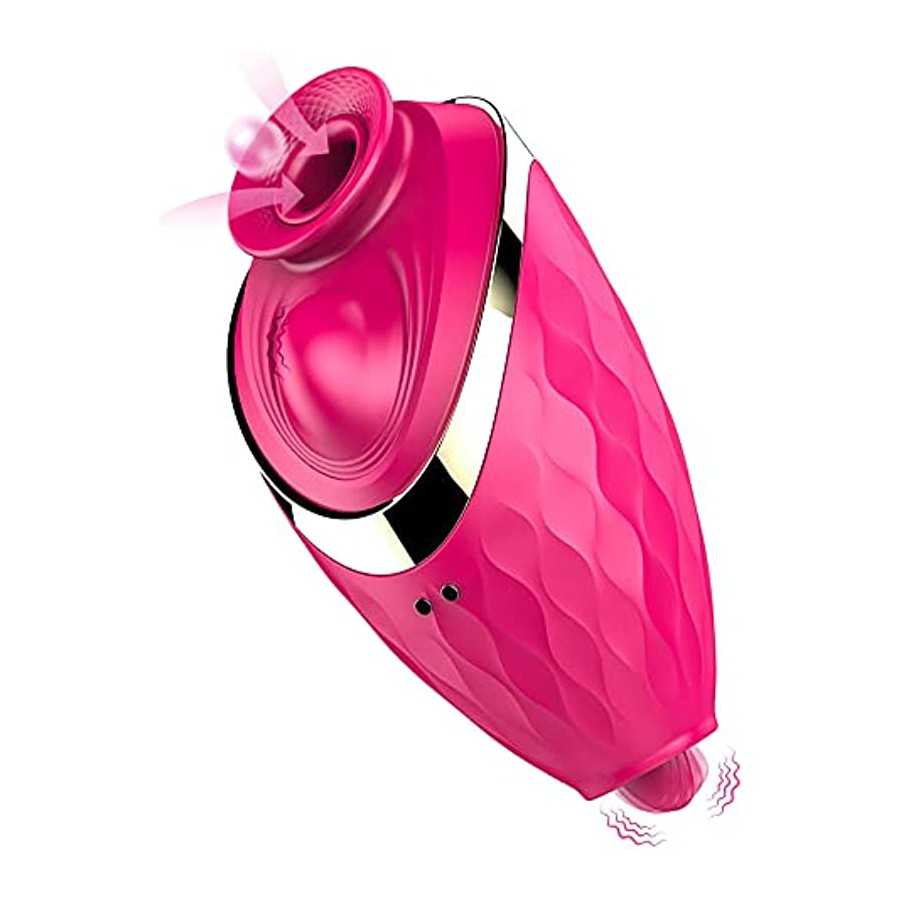 CESTRUEA Rose Vibrator, Clitorial Stimulator， 2 in 1 Licking & Vibrating Nipples Clitoral vibrator with 10 modes for Quick Orgas