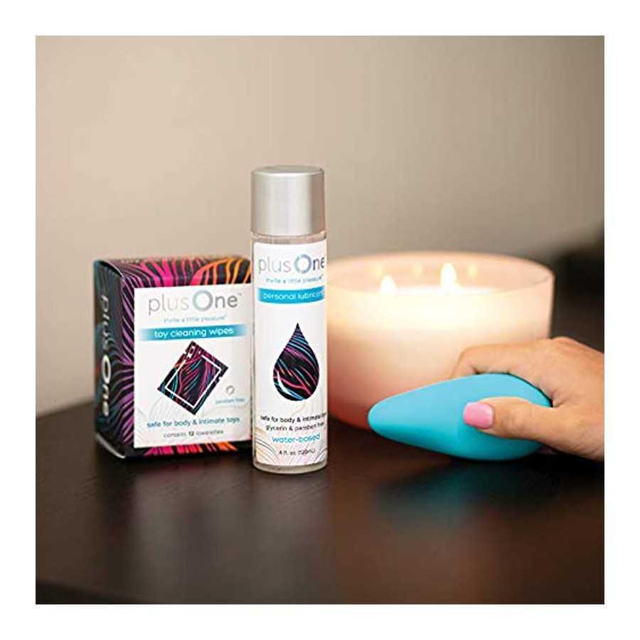 plusOne Mini Massager with Storage Bag, 10 Vibration Settings, Body-Safe Silicone, Rechargeable Battery